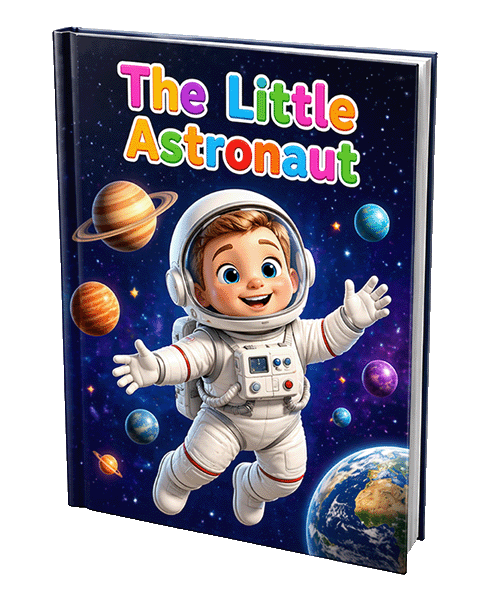 The Little Astronaut — personalized children's storybook cover mockup