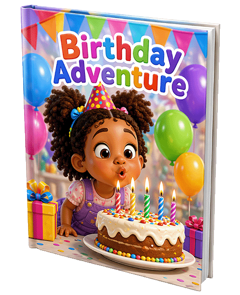 Birthday Adventure — personalized children's storybook cover mockup