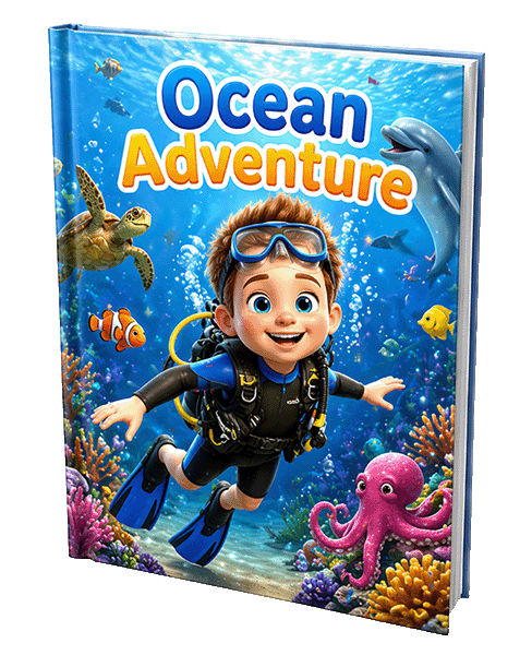 Ocean Adventure — personalized children's storybook cover mockup